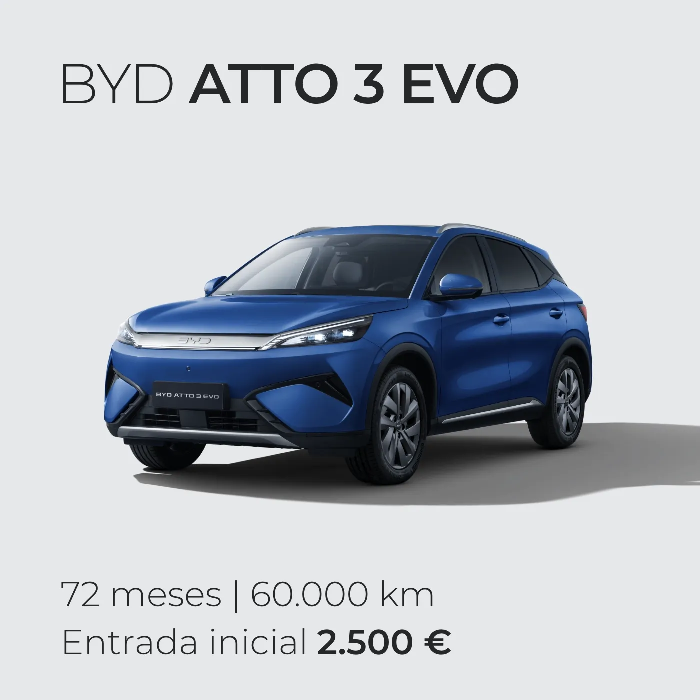 BYD ATTO 3 EVO renting 72 meses | 60 000km com entrada inicial de 2500€