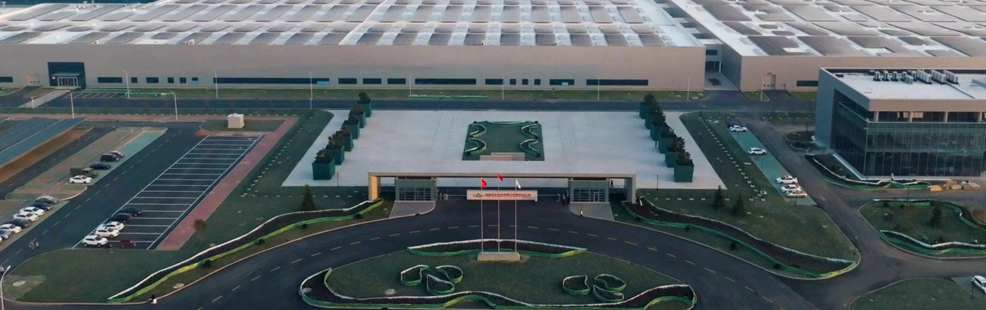 Aerial view of the state-of-the-art vehicle manufacturing facility ensuring high-quality production and assembly standard