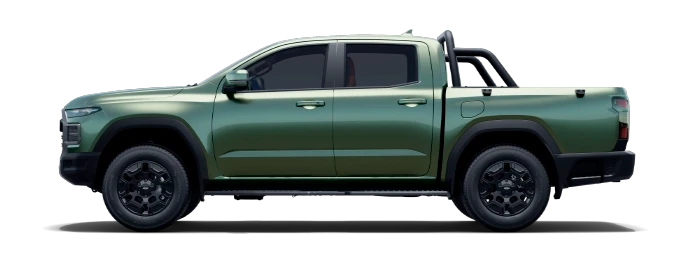 Imagem lateral da pick-up Himala na cor verde