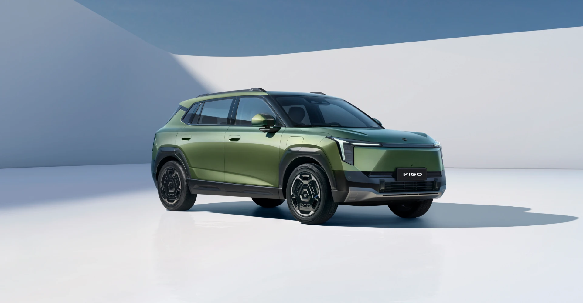 Dongfeng VIGO One Edition verde visto de frente em perspetiva de três quartos