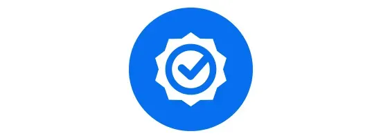 Symbole vérifié sur fond bleu