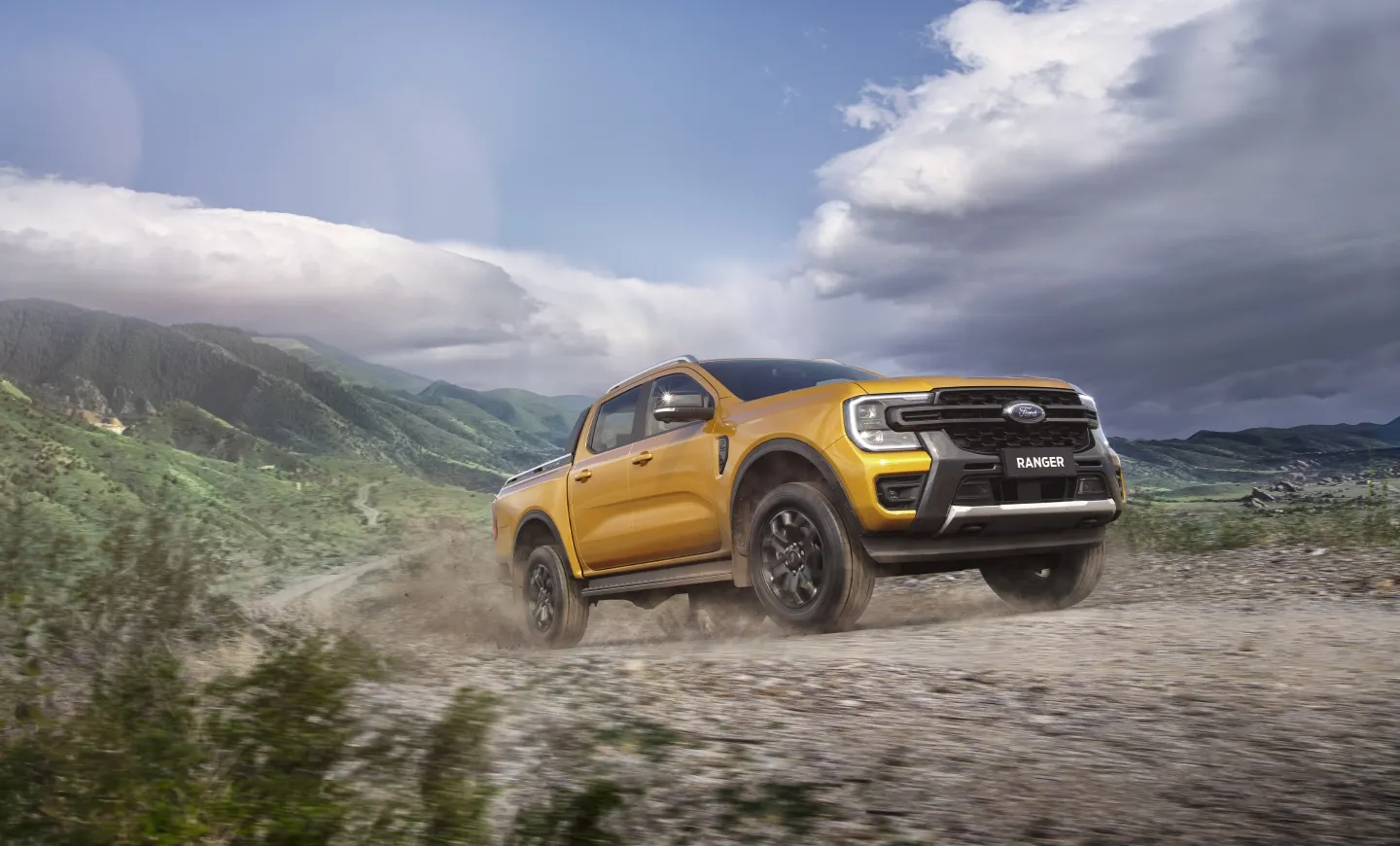 Ford Ranger driving on a mountain road