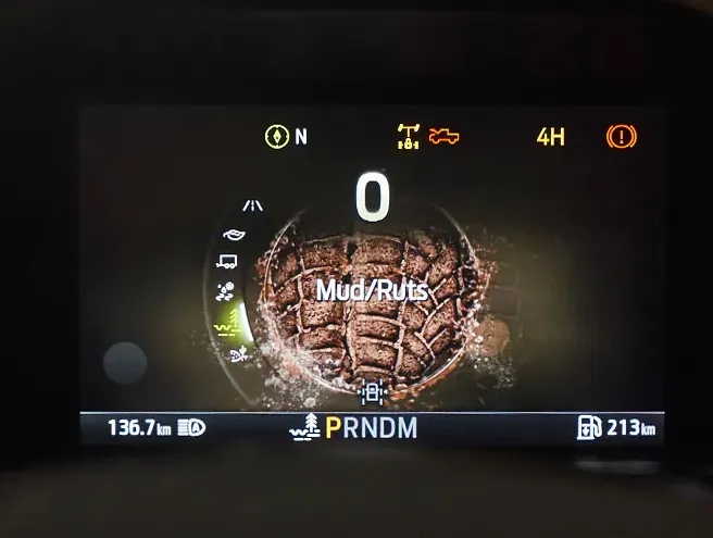 Dasboard with the different types of driving modes