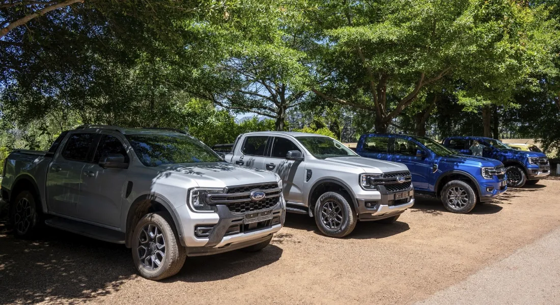 4 Ford Rangers on display at an event