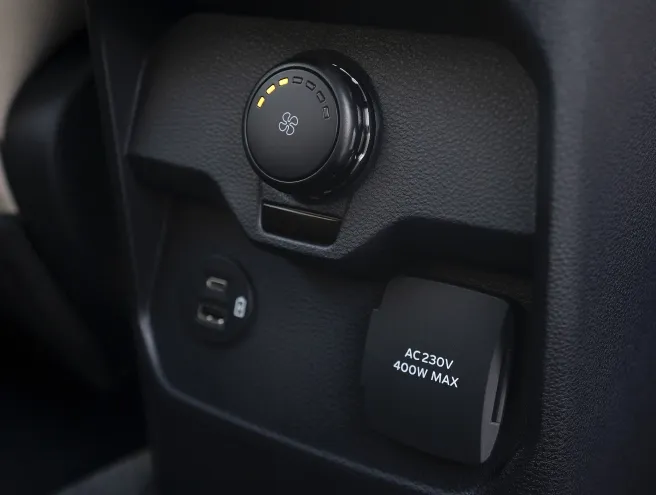 Rear seat socket with usb and usb-c input