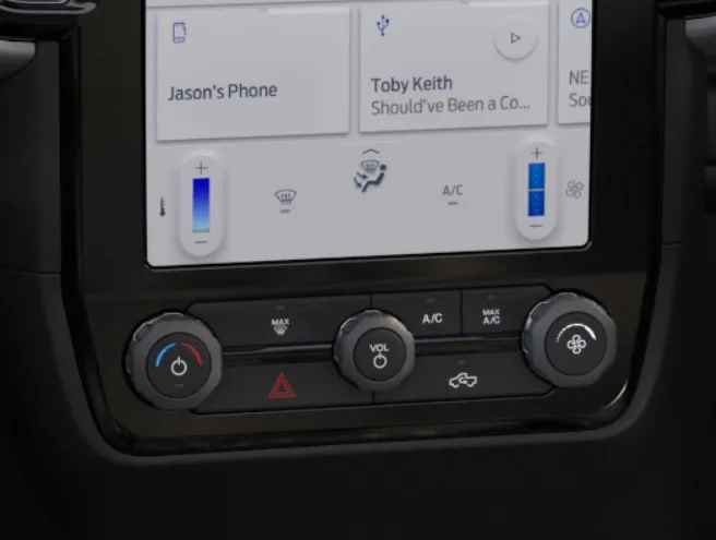 Center console with highlighted AC buttons