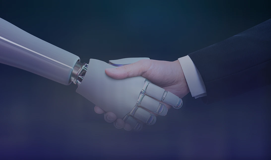 Aperto de mão entre robot e humano